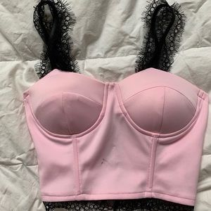 Pink and black bustier top